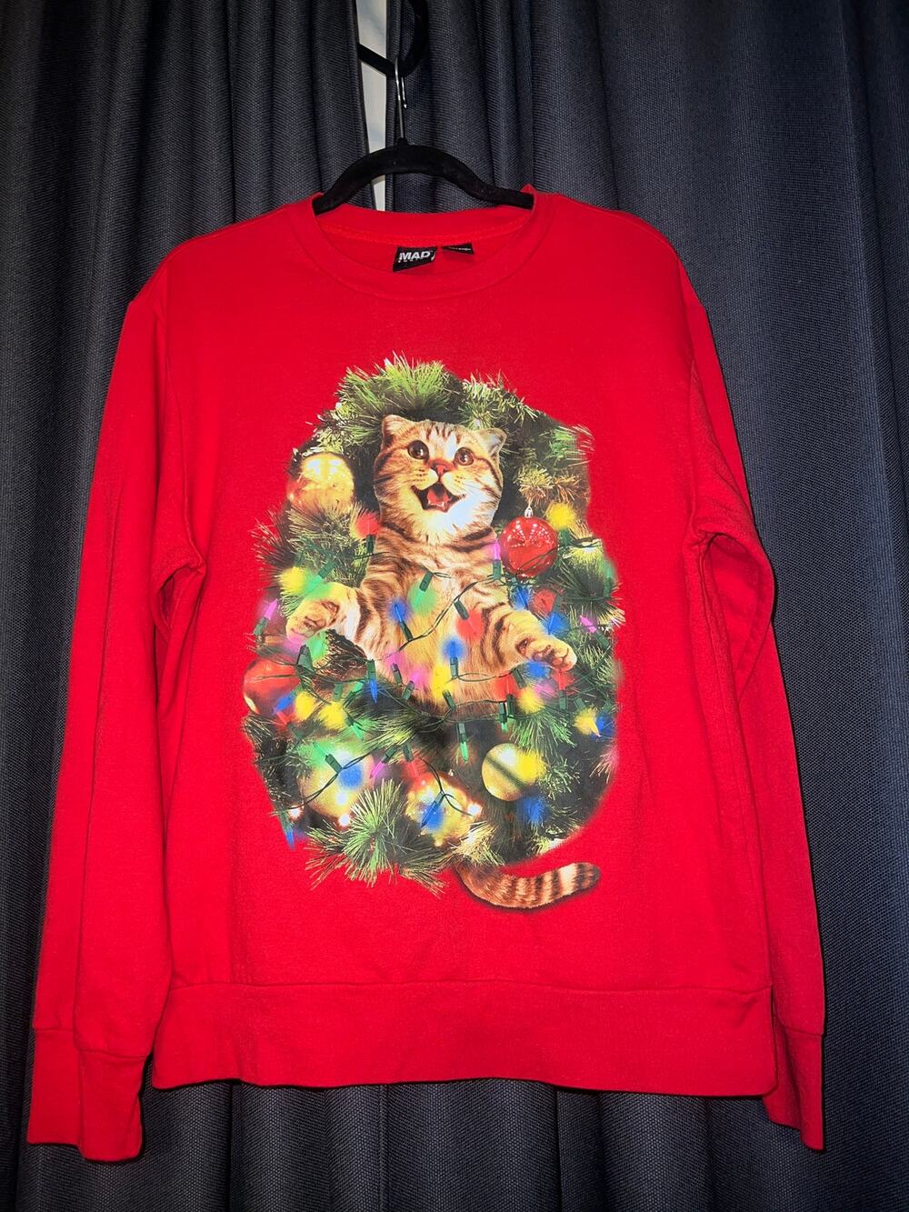 Ugly Christmas Sweater Xmas Sweatshirt Crewneck Size Small Cat